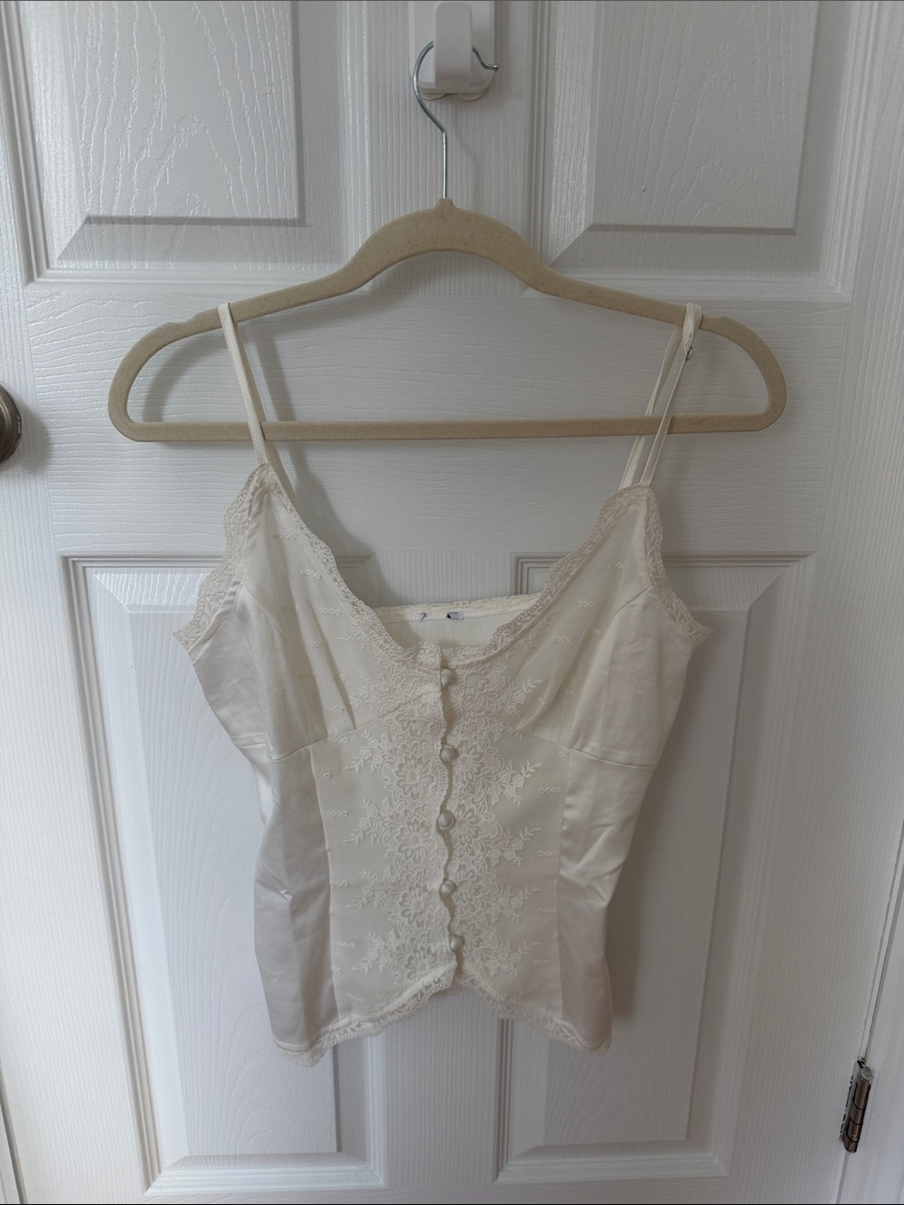 Princess Polly Cream Lace-Trim Satin Cami